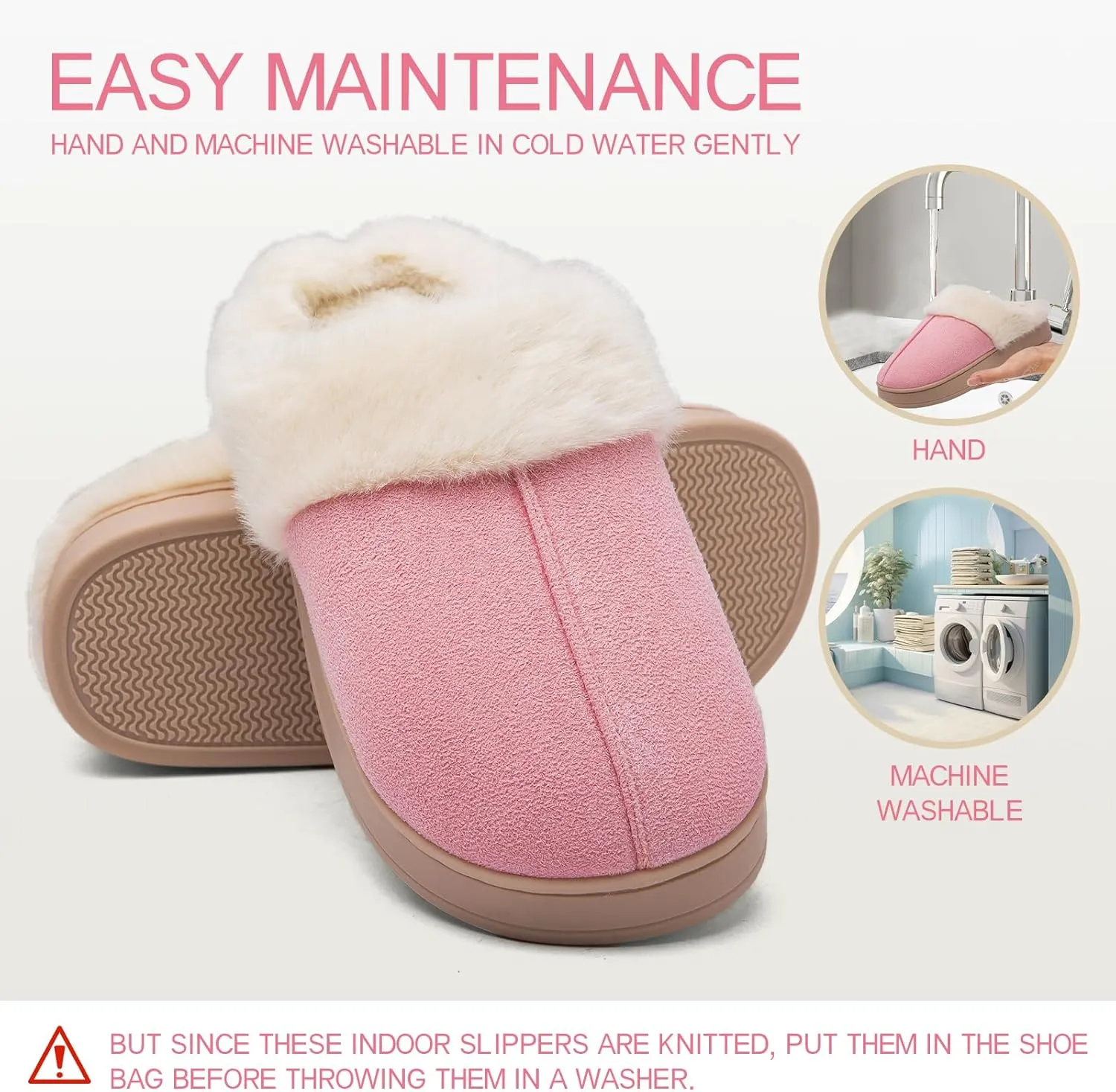 Women's Fuzzy Memory Foam Slippers Comfy Winter Soft Slip On House Slippers Bedroom Shoes with Warm Plush Lining and Indoor Outdoor Soles