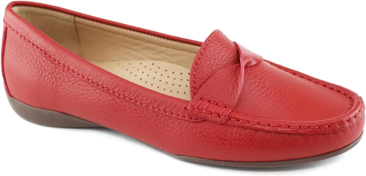 Women's Genuine Leather Casual Comfort Slip on Loafers