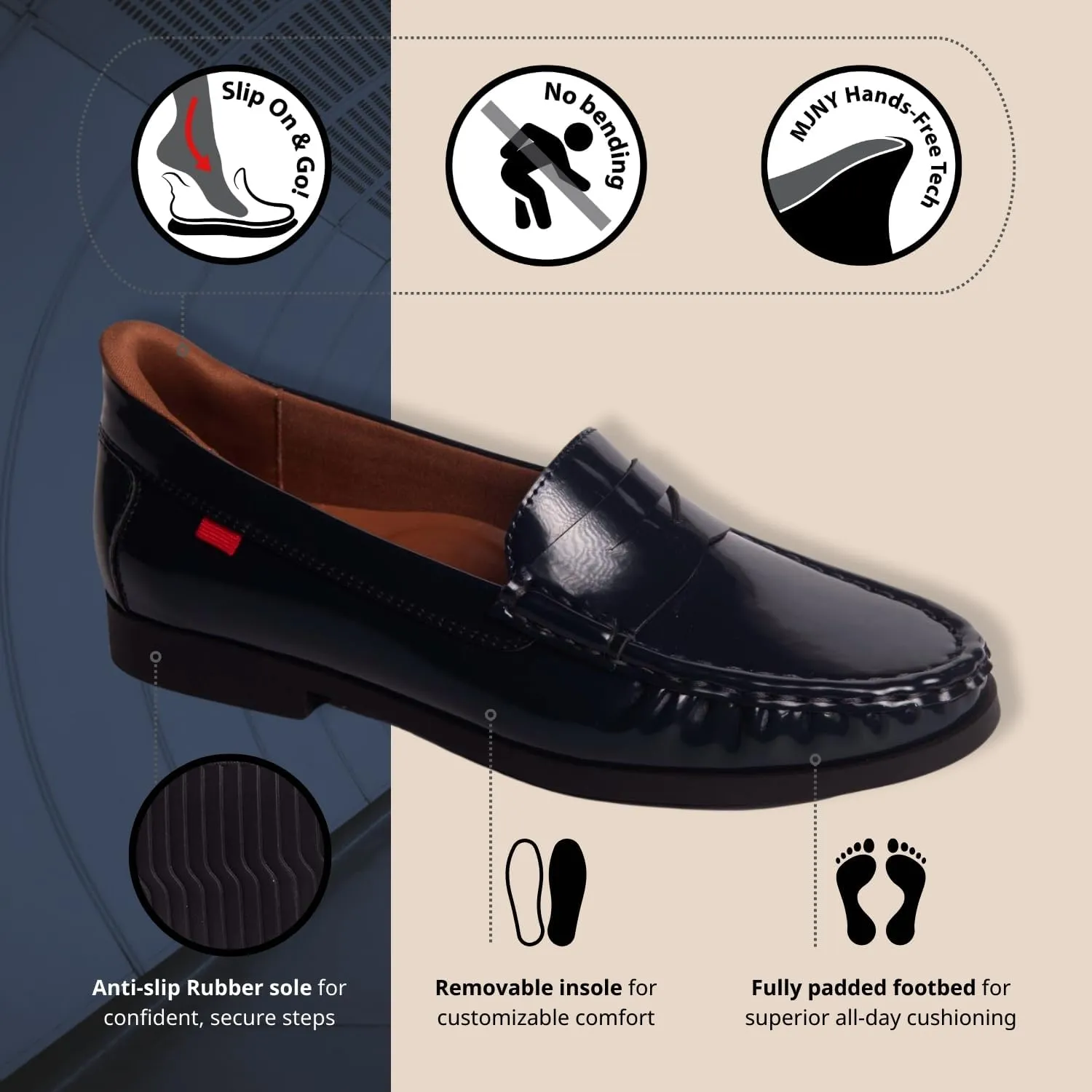 Womens Hands Free Slip On Fashion Classic Casual Comfort Penny Loafers for Women