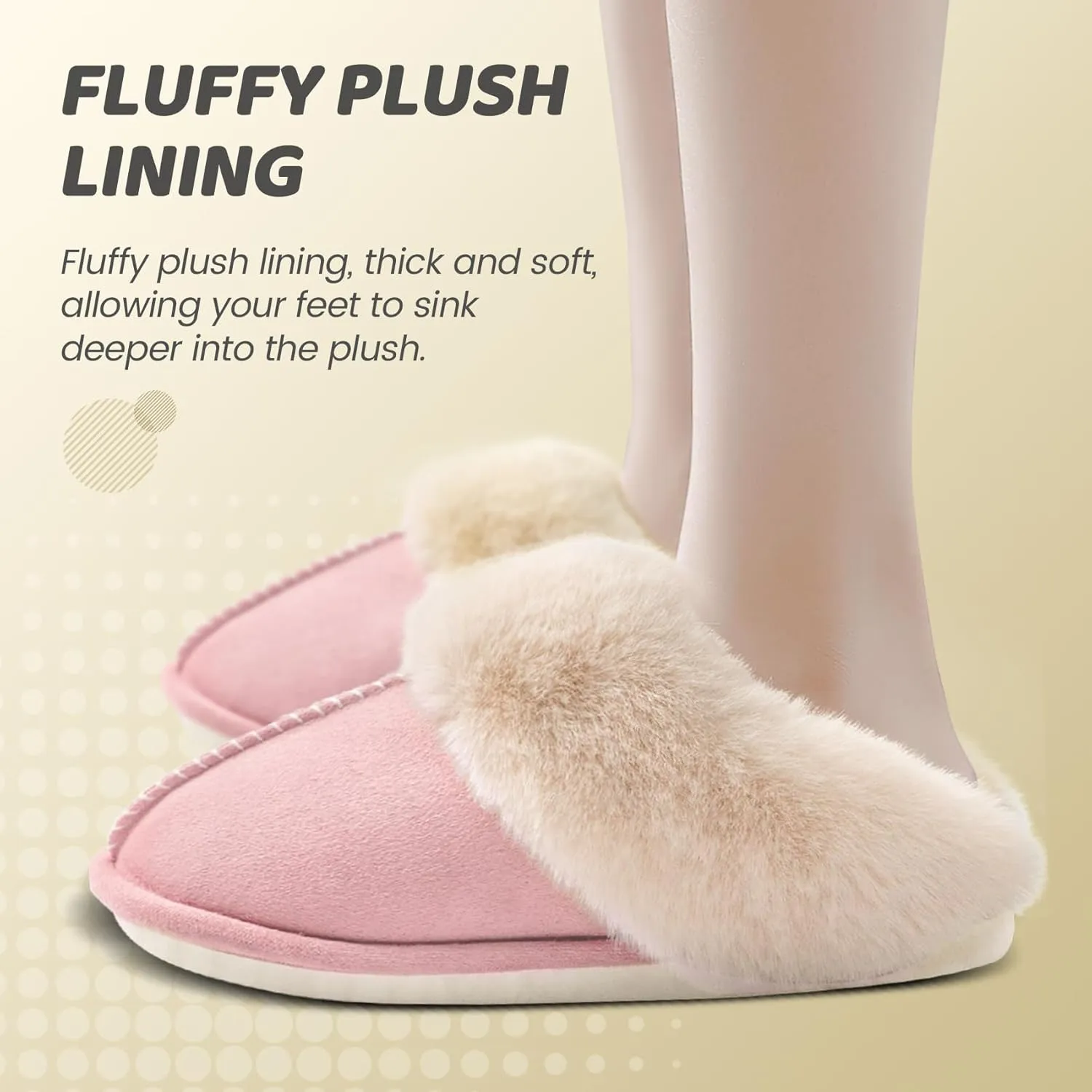 Women's House Slippers Memory Foam Fluffy Soft Slippers, Slip on Winter Warm Shoes for Women