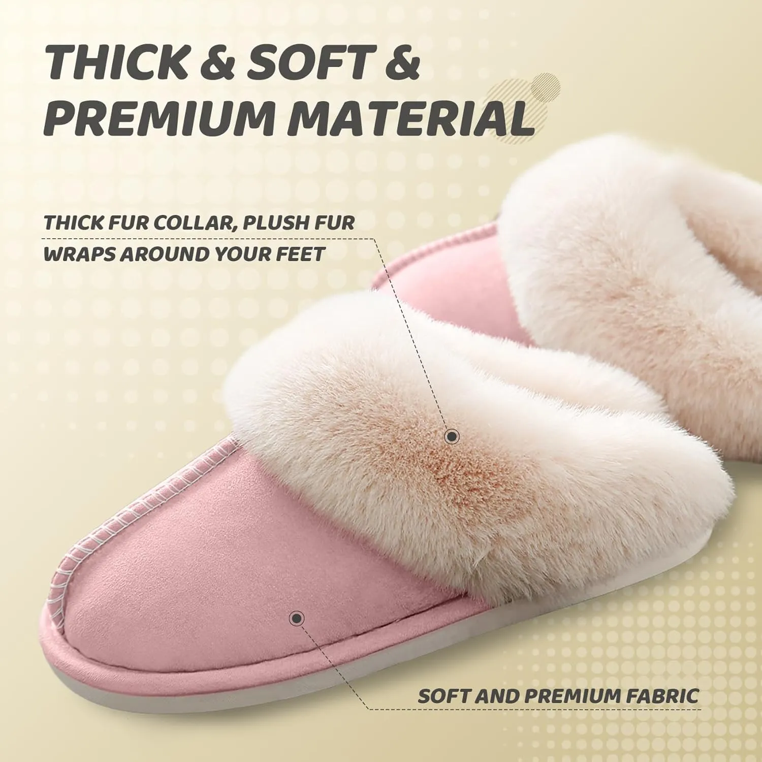 Women's House Slippers Memory Foam Fluffy Soft Slippers, Slip on Winter Warm Shoes for Women