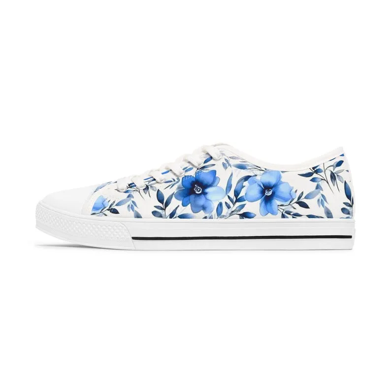 Women's Low Top Sneaker Light Blue Floral Sneakers