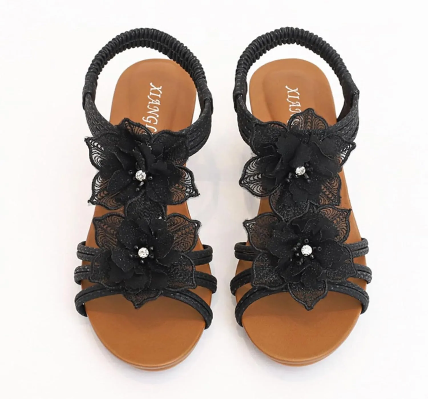 Women's Low Wedge Heels Summer Dressy Platform Sandals Ankle Strap Open Toe Slip On Flower Shoes Cute Comfy Wedges Heels Beach Sandal Bohemian Wedding Breathable Fashion Trendy Sandals