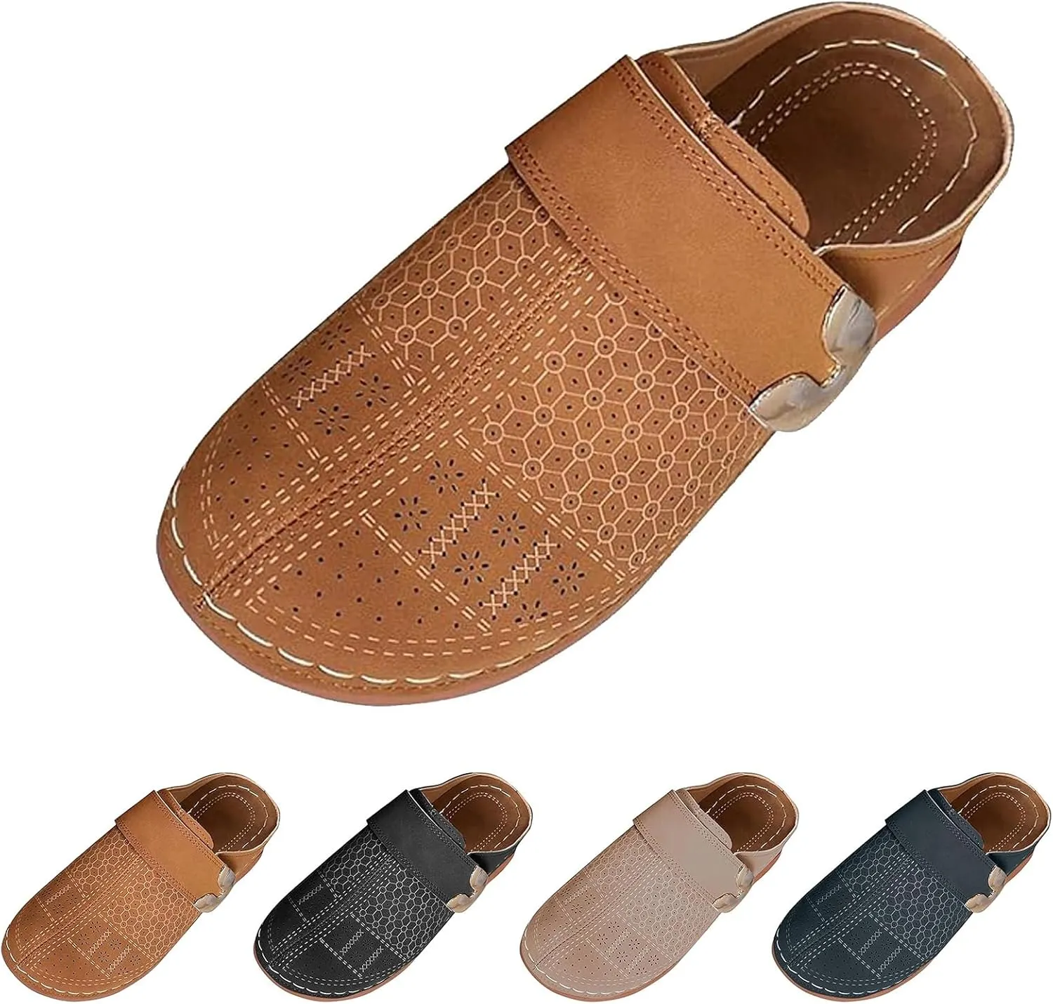 Women's Mules & Clogs Dressy Summer Closed Toe Orthopedic Sandals, Slip On Wide Width Backless Shoes Hollow Out Breathable Platform Sandals All-Match Comfortable Walking Slippers