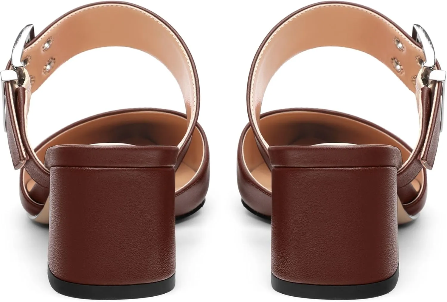 Women's Mules Buckle Adjustable Strap Pointed Toe Comfort Casual Matte Chunky Low Heel Pumps Slide Sandals 2 Inch