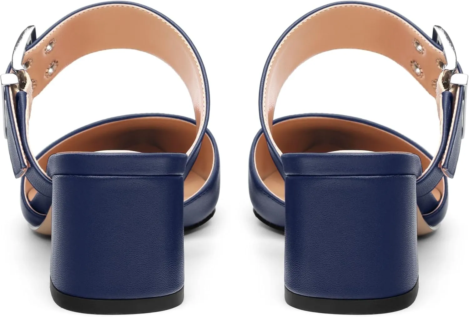 Women's Mules Buckle Adjustable Strap Pointed Toe Comfort Casual Matte Chunky Low Heel Pumps Slide Sandals 2 Inch