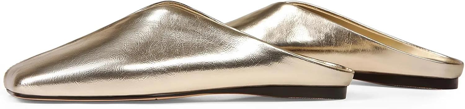 Women's Mules Flats Closed Square Toe Slip On Backless Fashion Casual Dress Shoes