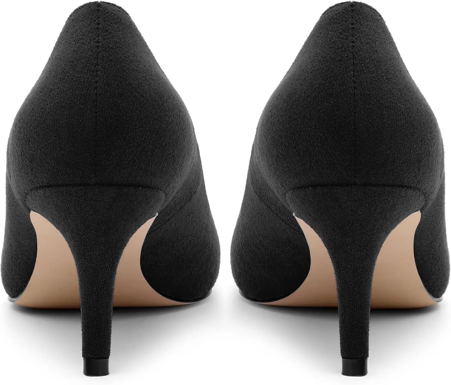 Womens Office Casual Pointed Toe Suede Slip On Stiletto Mid Heel Pumps Shoes 2.55 Inch