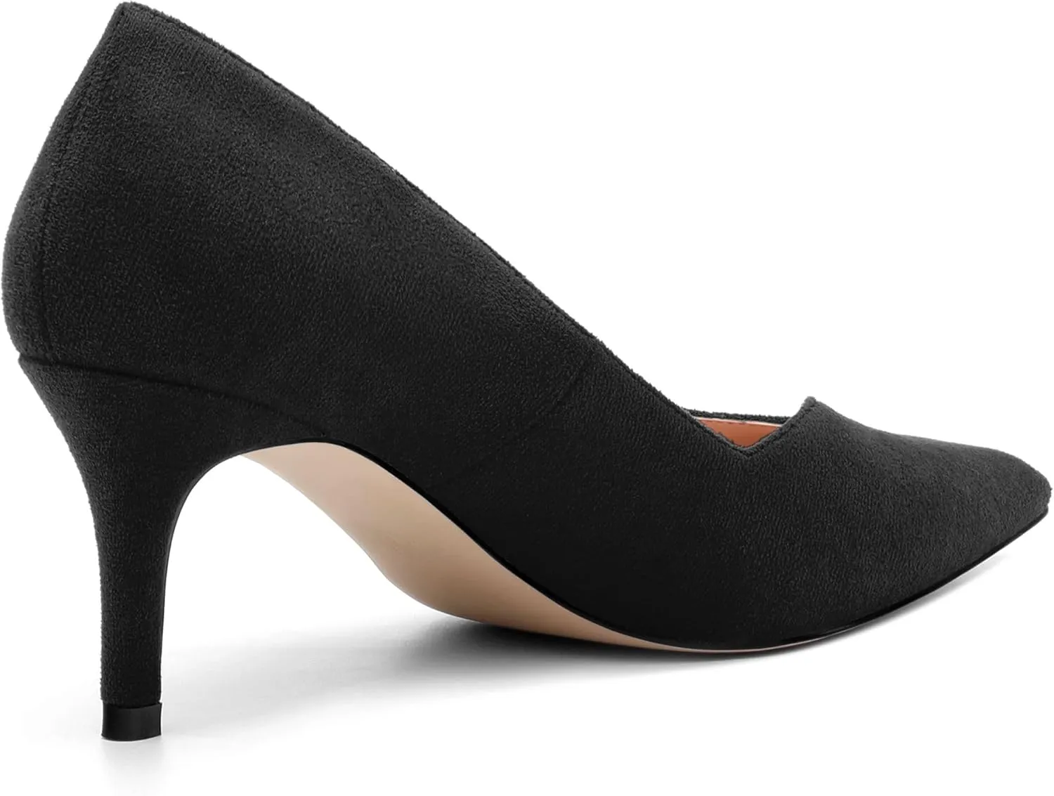 Womens Office Casual Pointed Toe Suede Slip On Stiletto Mid Heel Pumps Shoes 2.55 Inch