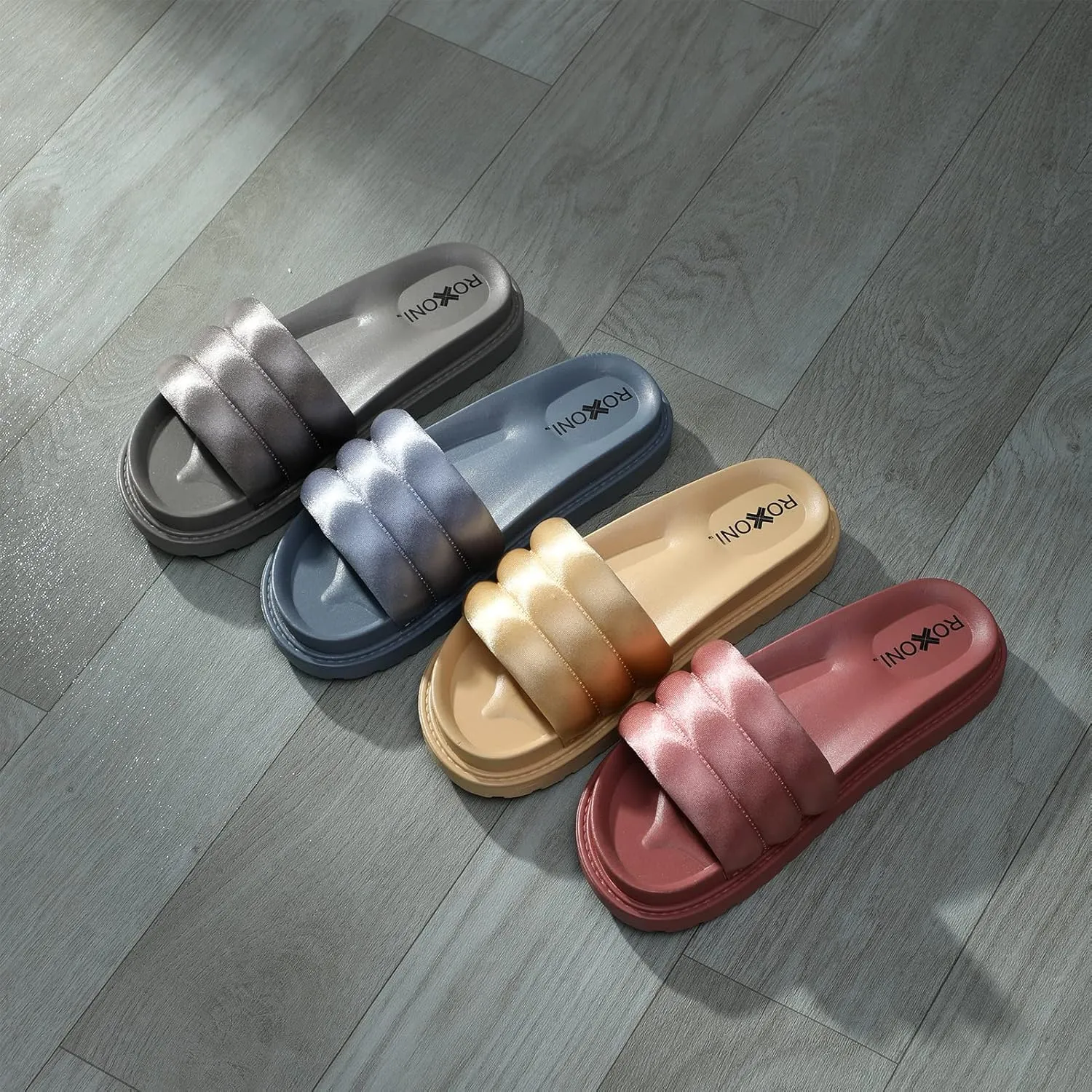 Women’s Padded Strap Slide Sandals; Stylish Open Toe Sandals in 4 Fashionable Colors