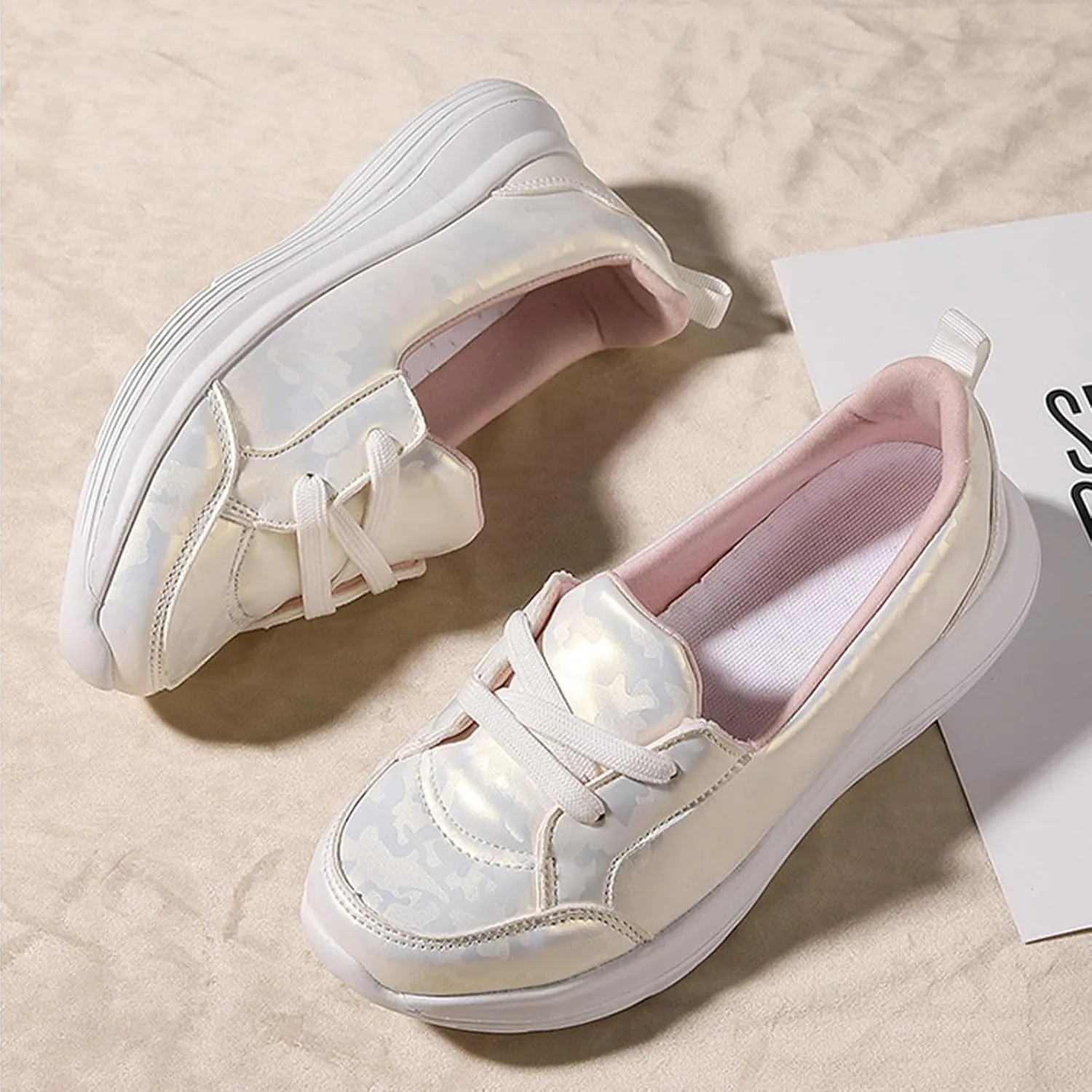 Women's Pattern Print Slip On Walking Shoes Comfortable Casual Arch Support Non-Slip Breathable Soft Sole Low Top Loafers Flats