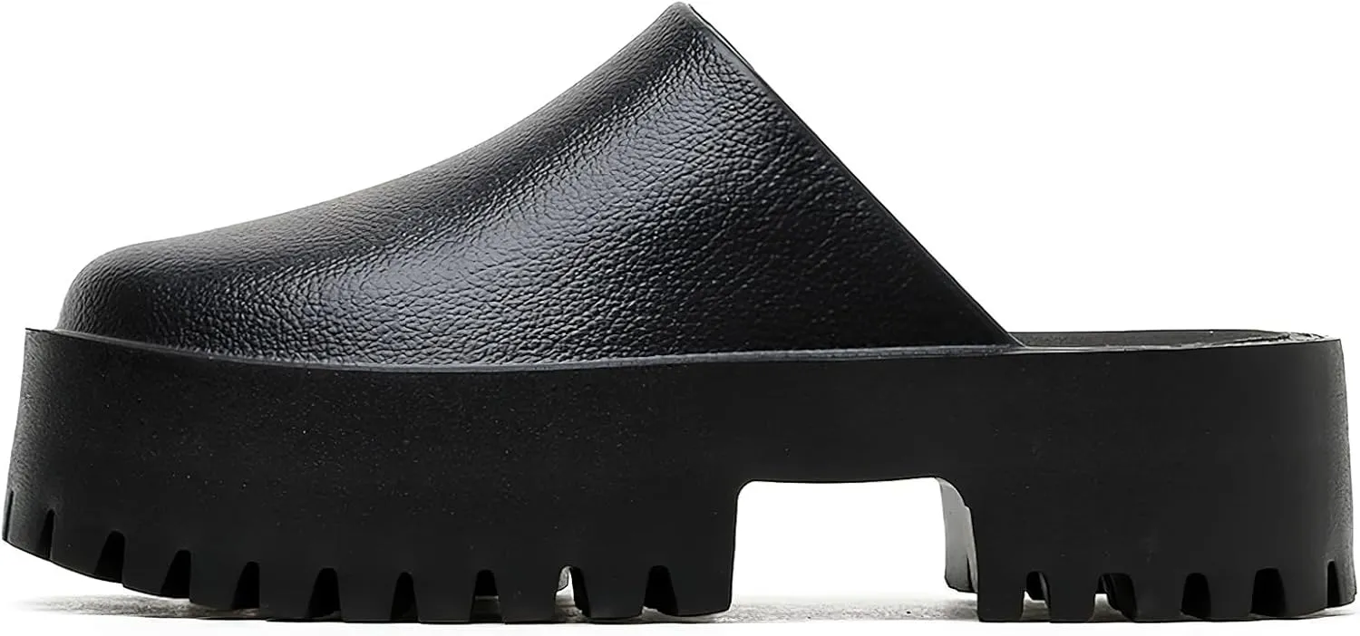 Womens Platform Mules Slip On Sandals Closed Toe Clogs Non-Slip Thick Sole Waterproof Slippers