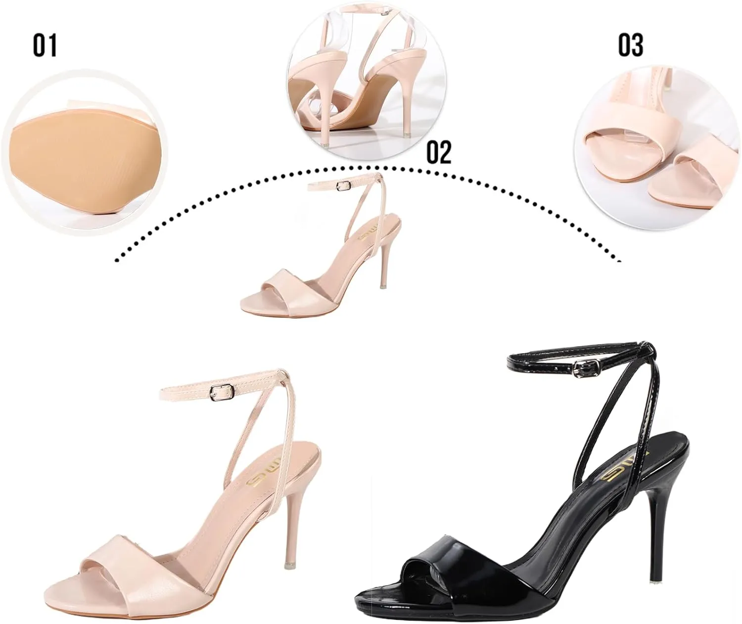 Women's Pointed Toe Elegant Stiletto Strappy Sandals with Ankle Strap Buckle Summer Open Toe Lace Up High Heeled Dress Sandals for Party Prom Wedding