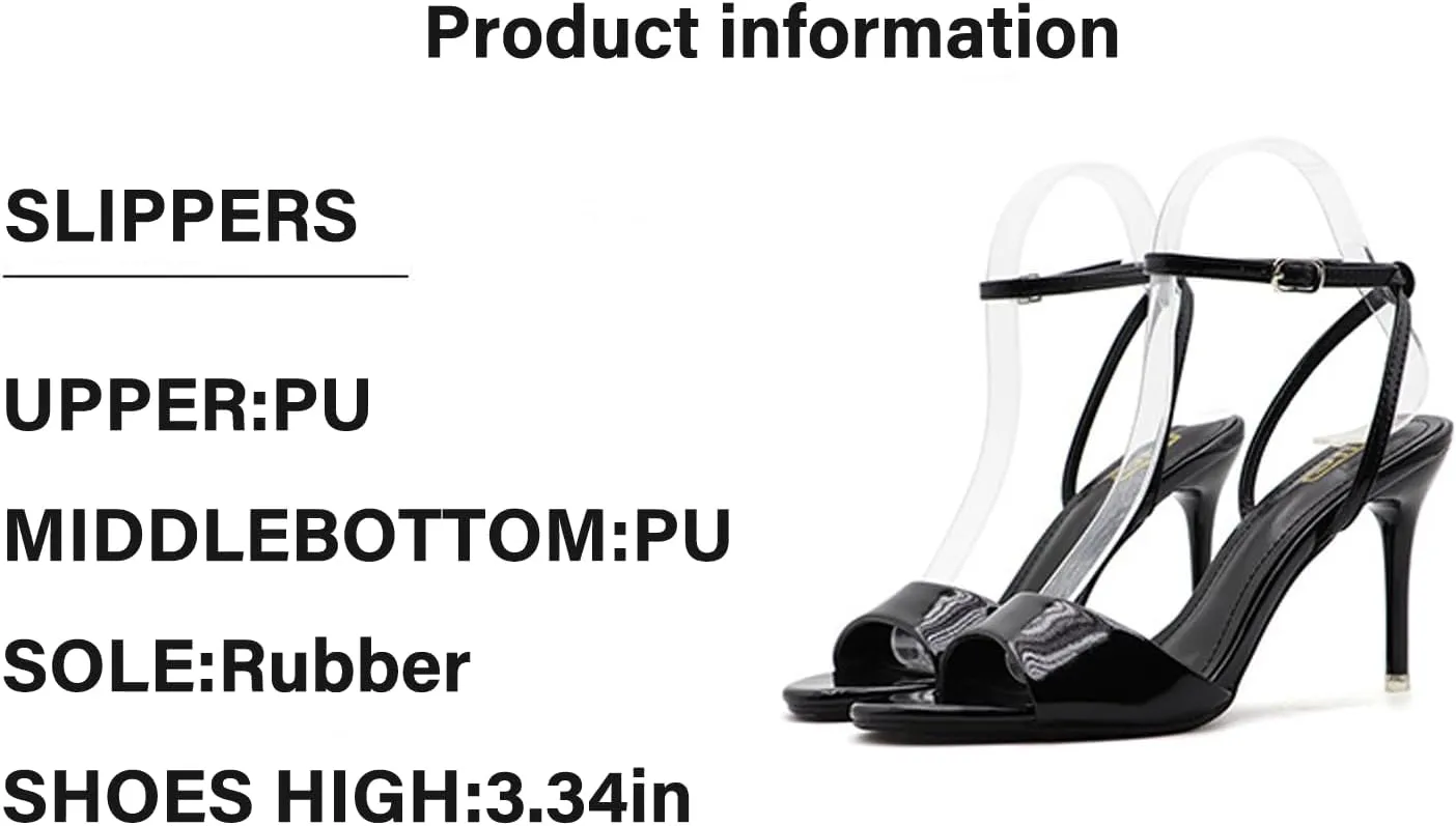 Women's Pointed Toe Elegant Stiletto Strappy Sandals with Ankle Strap Buckle Summer Open Toe Lace Up High Heeled Dress Sandals for Party Prom Wedding