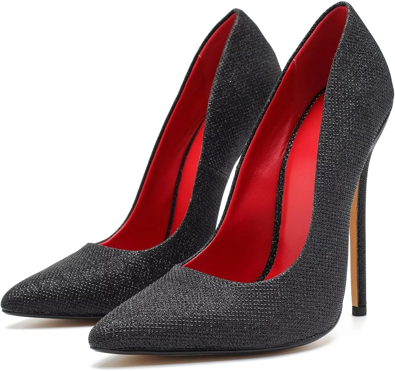 Women's Pumps High Heels 5.7 inch, Classic Sexy Pointed Toe Black Stiletto Heels Dress Wedding Party Office Shoes Slip On Plus Size