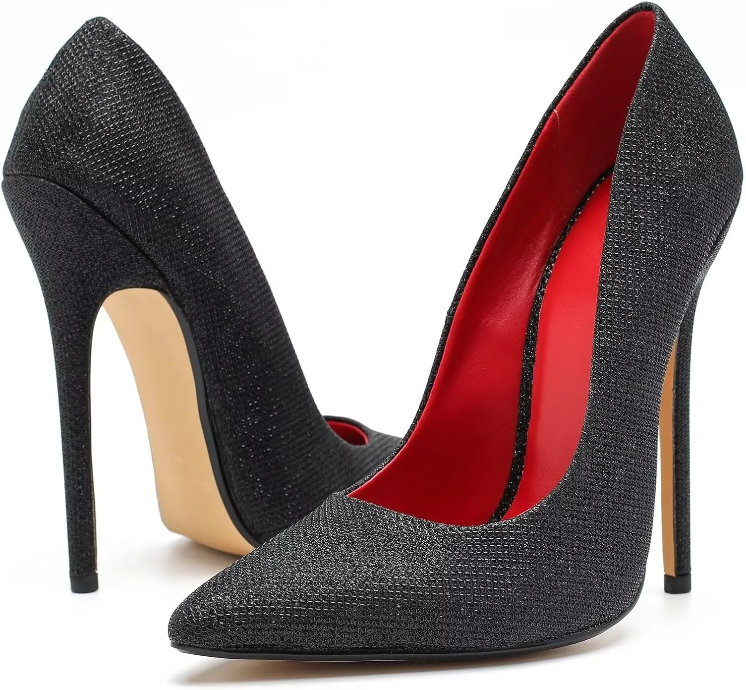 Women's Pumps High Heels 5.7 inch, Classic Sexy Pointed Toe Black Stiletto Heels Dress Wedding Party Office Shoes Slip On Plus Size