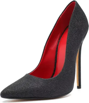 Women's Pumps High Heels 5.7 inch, Classic Sexy Pointed Toe Black Stiletto Heels Dress Wedding Party Office Shoes Slip On Plus Size