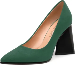 Women's Pumps, Pointed Closed Toe Chunky High Heels, Fashion Solid High Heel Shoes for Women