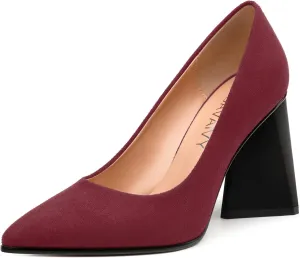 Women's Pumps, Pointed Closed Toe Chunky High Heels, Fashion Solid High Heel Shoes for Women