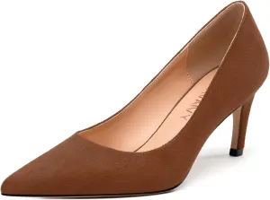 Women's Pumps, Pointed Toe Mid Stiletto Heels, Slip On Fashion Solid Dress Wedding Working Shoes for Women 2.5 inch
