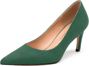 Women's Pumps, Pointed Toe Mid Stiletto Heels, Slip On Fashion Solid Dress Wedding Working Shoes for Women 2.5 inch