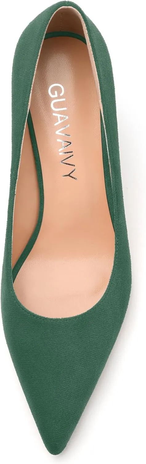 Women's Pumps, Pointed Toe Mid Stiletto Heels, Slip On Fashion Solid Dress Wedding Working Shoes for Women 2.5 inch