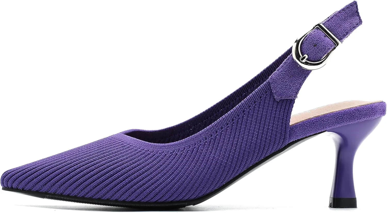 Women's Slingback Kitten Heels Pointed Toe Knit Pumps Slip On Dress Shoes