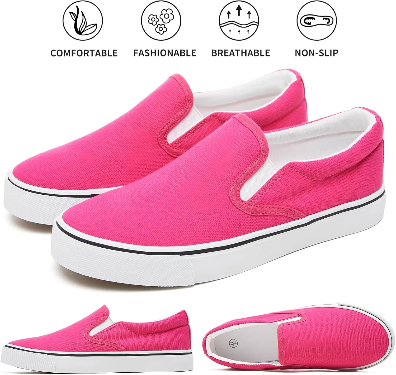 Women's Slip on Shoes Canvas Sneakers Loafers Non Slip Shoes Low Top Casual Shoes