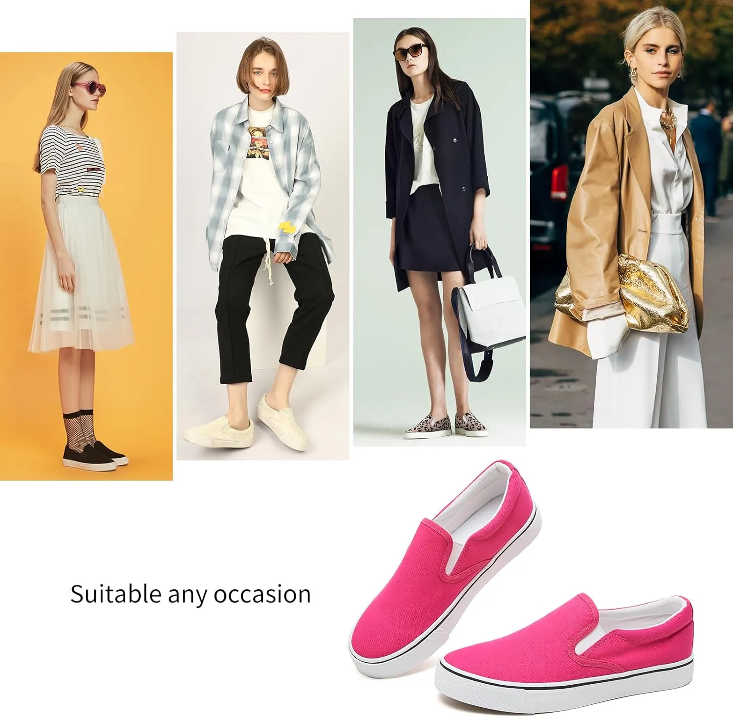 Women's Slip on Shoes Canvas Sneakers Loafers Non Slip Shoes Low Top Casual Shoes