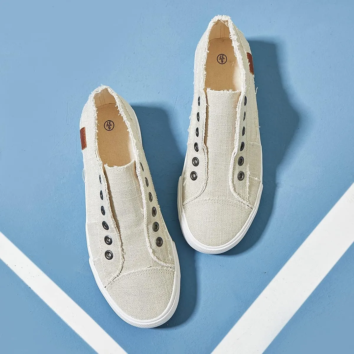 Women's Slip on Shoes Non Slip Fashion Canvas Sneakers Low Top Casual Shoes