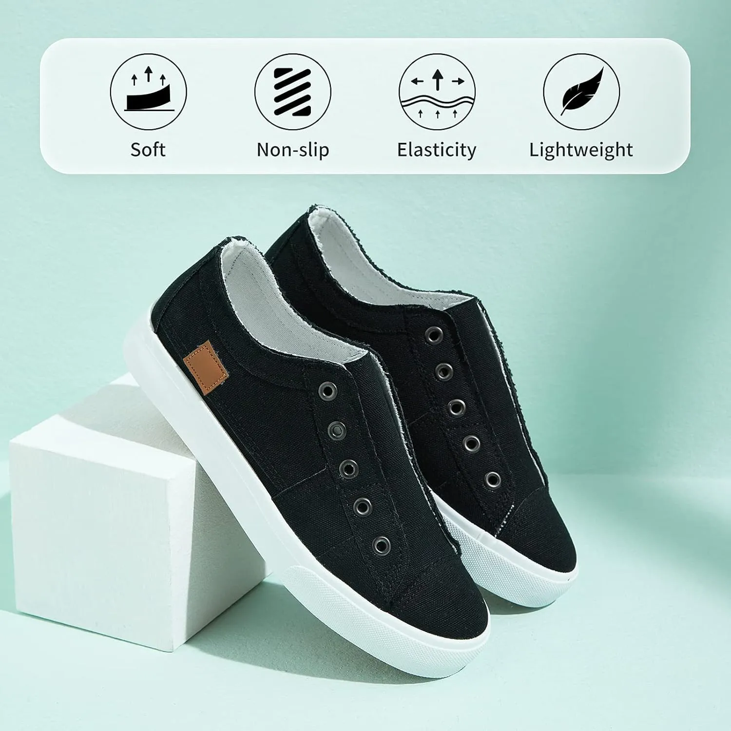 Women's Slip on Shoes Non Slip Fashion Canvas Sneakers Low Top Casual Shoes