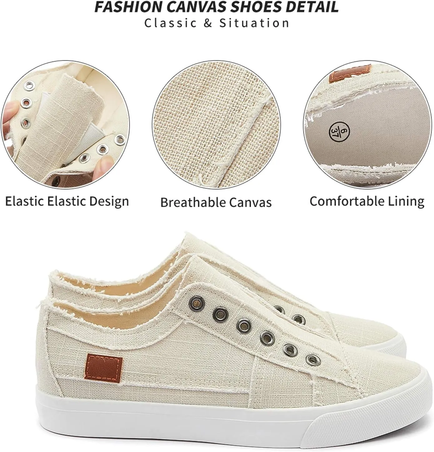 Women's Slip on Shoes Non Slip Fashion Canvas Sneakers Low Top Casual Shoes