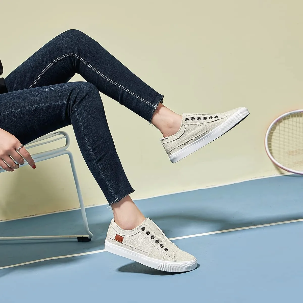Women's Slip on Shoes Non Slip Fashion Canvas Sneakers Low Top Casual Shoes