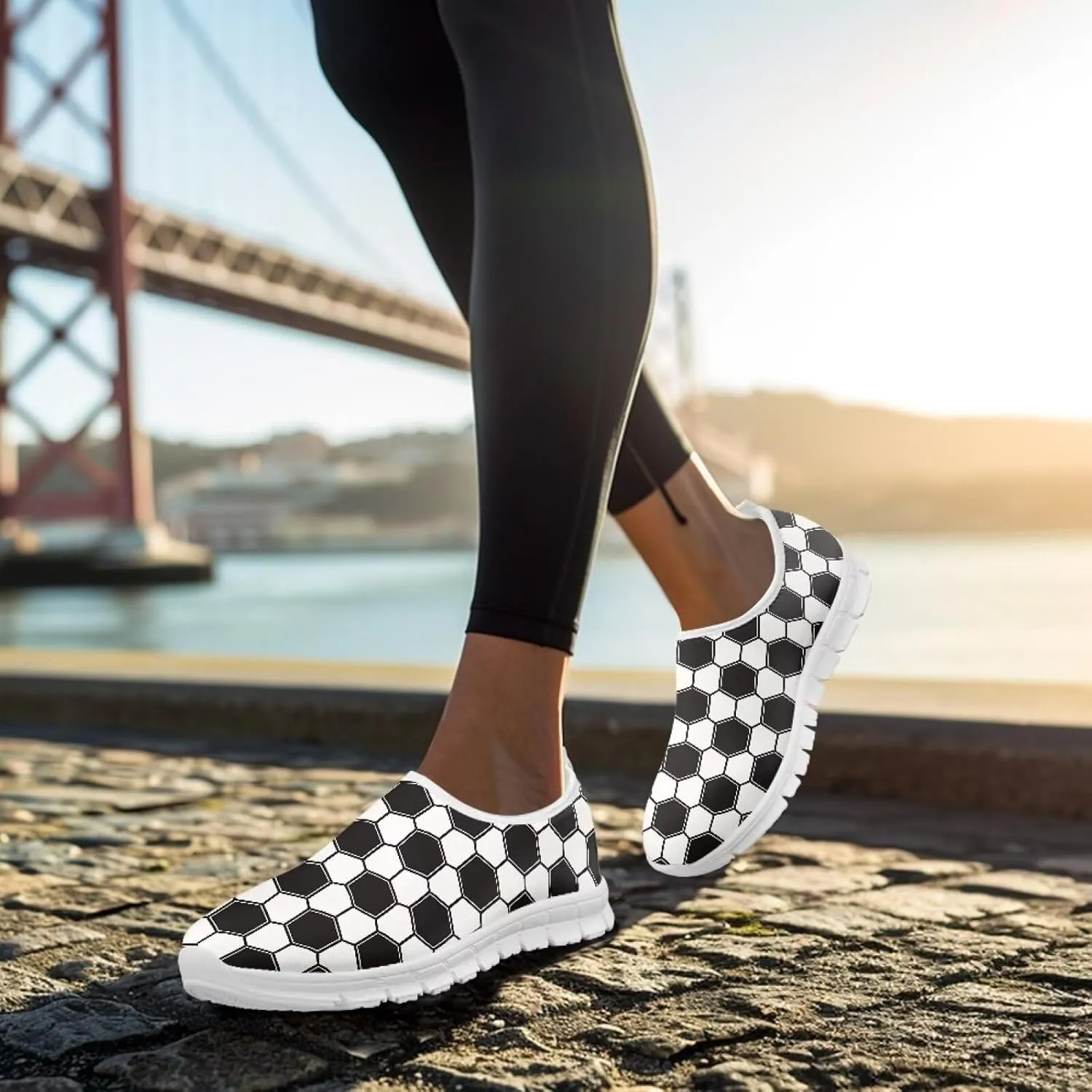 Womens Slip On Sneakers Lightweight Casual Shoes Soft Anti-Slip Tennis Shoes for Gym Travel Size 5.5-11.5 White Sole