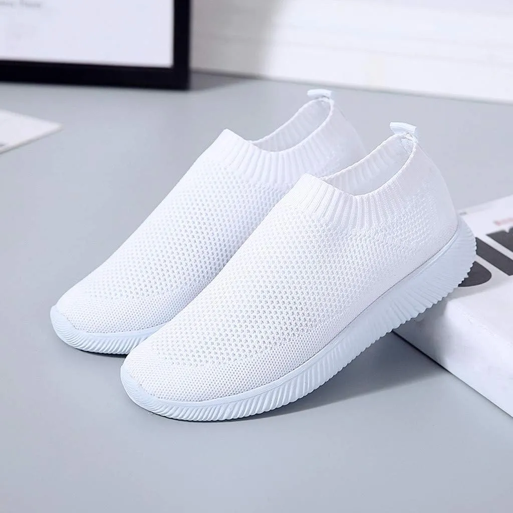Women's Slip On Walking Shoes Running Comfortable Non Slip Work Shoes Women High Top Casual Tennis Shoes Slip On Sneakers White Tennis Shoe White Loafers