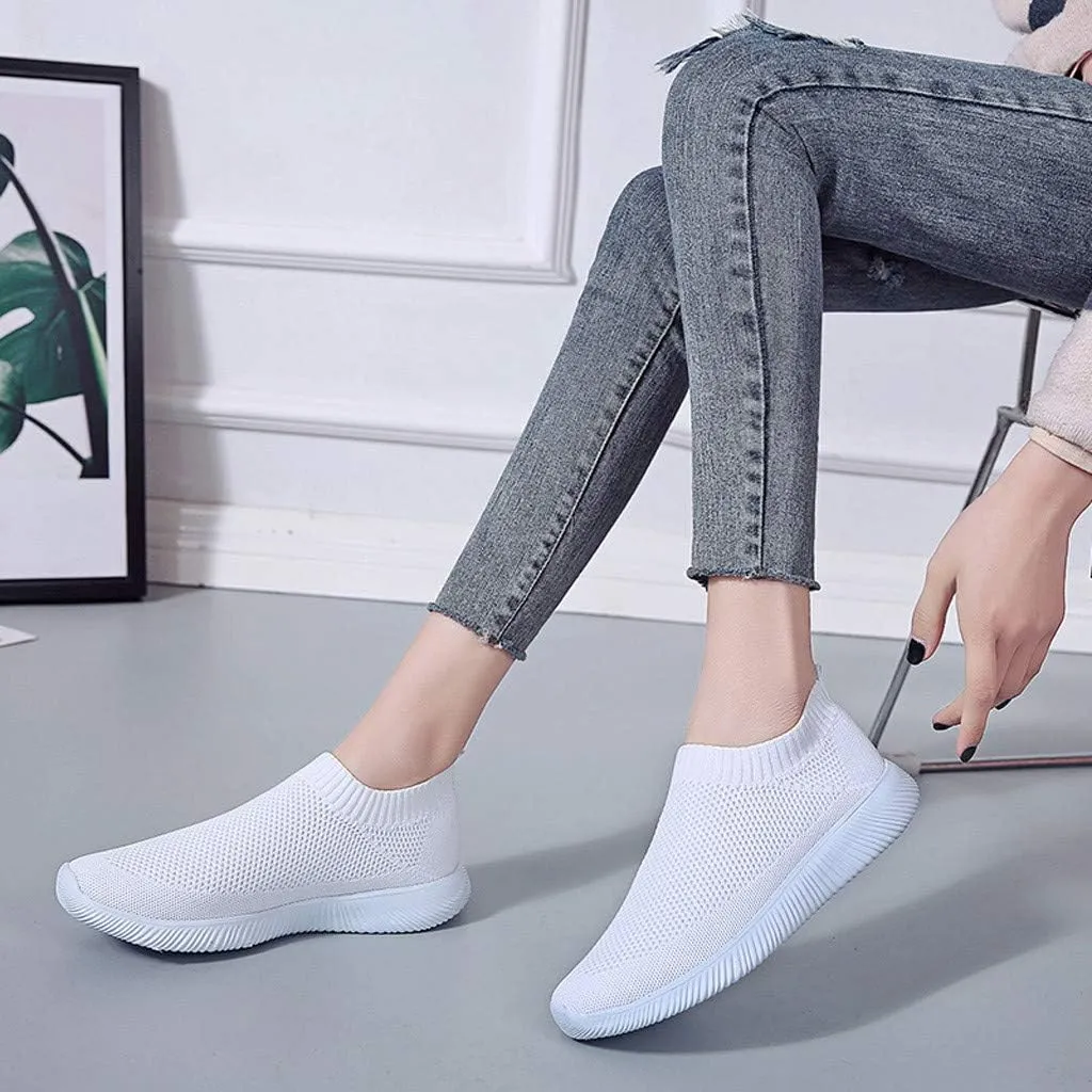 Women's Slip On Walking Shoes Running Comfortable Non Slip Work Shoes Women High Top Casual Tennis Shoes Slip On Sneakers White Tennis Shoe White Loafers