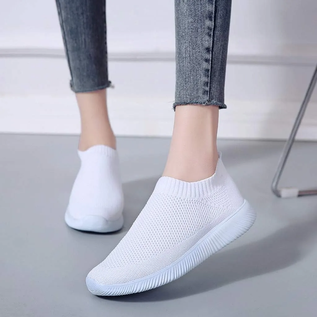 Women's Slip On Walking Shoes Running Comfortable Non Slip Work Shoes Women High Top Casual Tennis Shoes Slip On Sneakers White Tennis Shoe White Loafers