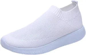 Women's Slip On Walking Shoes Running Comfortable Non Slip Work Shoes Women High Top Casual Tennis Shoes Slip On Sneakers White Tennis Shoe White Loafers