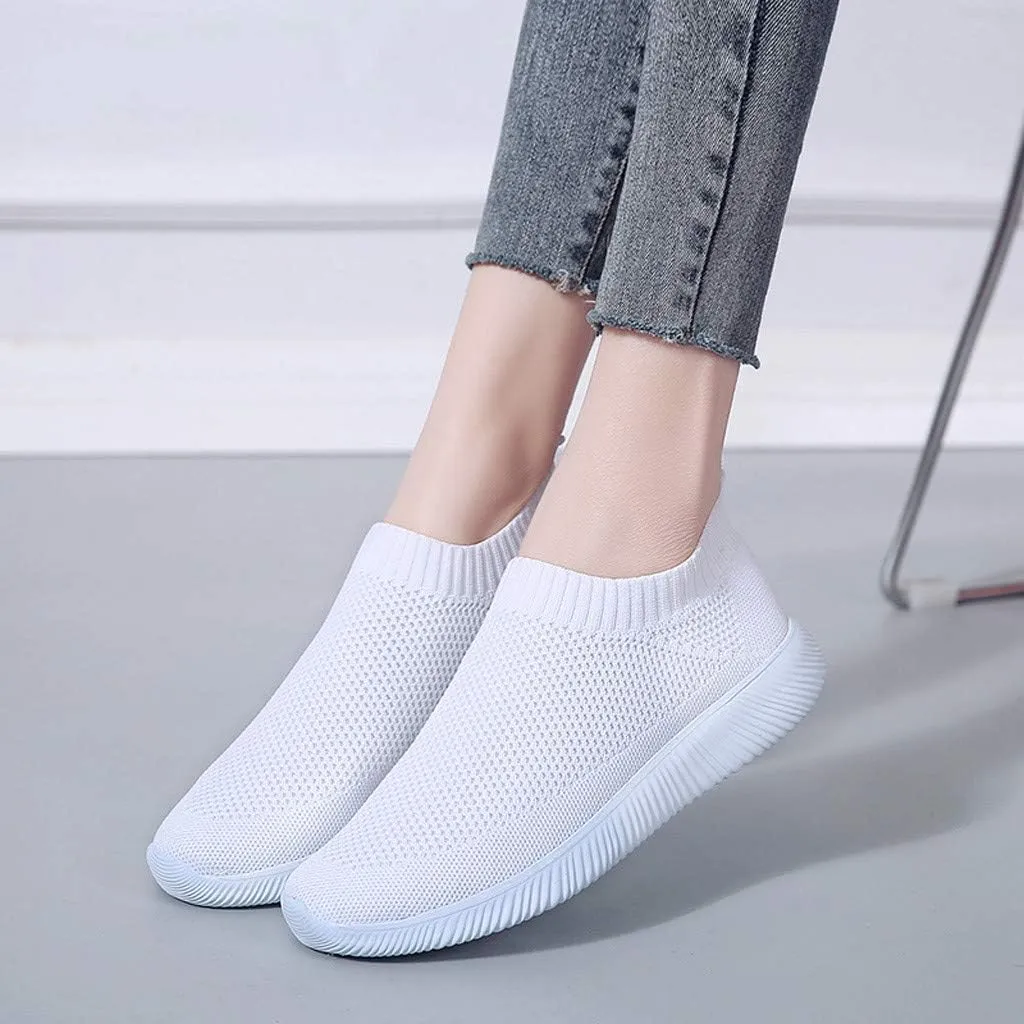 Women's Slip On Walking Shoes Running Comfortable Non Slip Work Shoes Women High Top Casual Tennis Shoes Slip On Sneakers White Tennis Shoe White Loafers