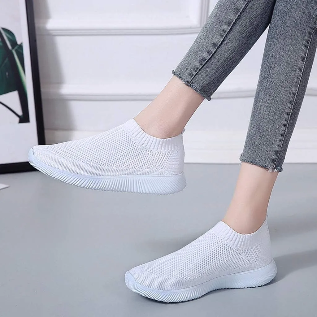 Women's Slip On Walking Shoes Running Comfortable Non Slip Work Shoes Women High Top Casual Tennis Shoes Slip On Sneakers White Tennis Shoe White Loafers