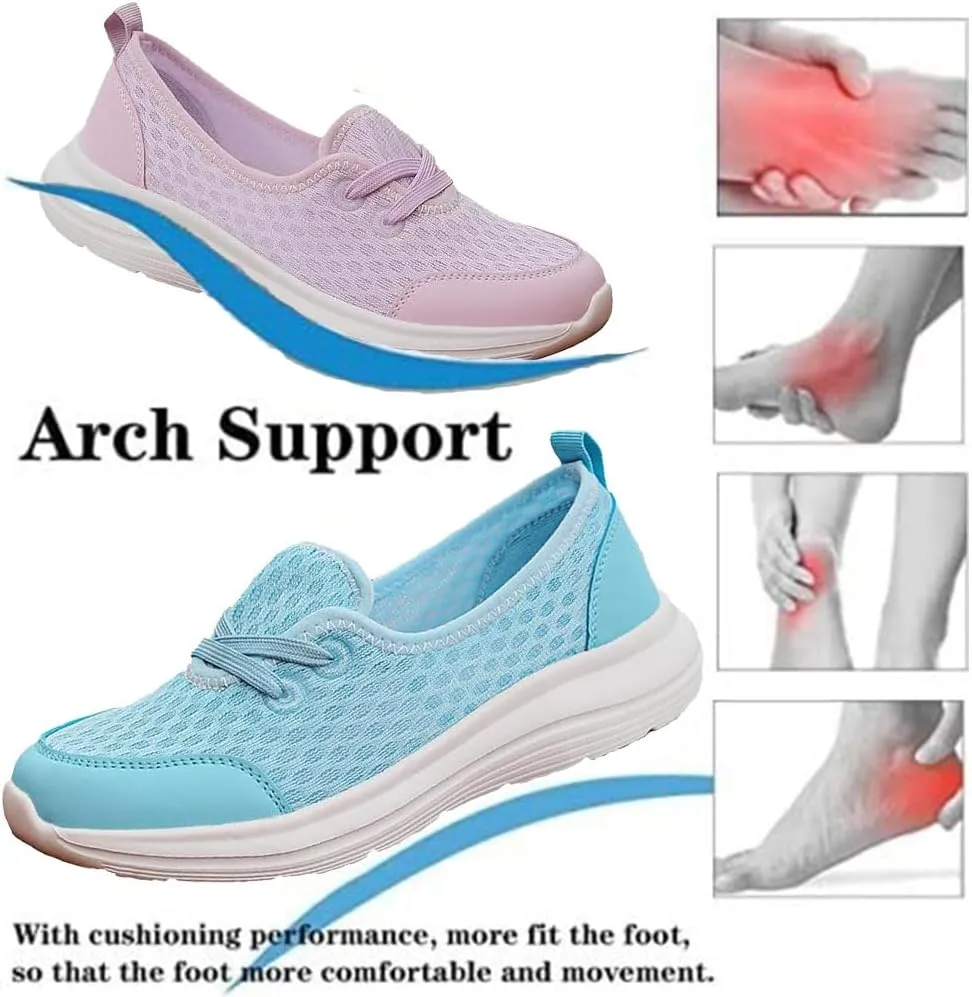 Women's Soft Sole Mesh Comfort Orthopedic Shoes - 2024 New Slip-on Walking Shoes with Arch Support