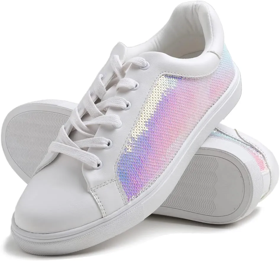 Women's Sparkly Fashion Sneaker Casual Flat Glimmer Slip On