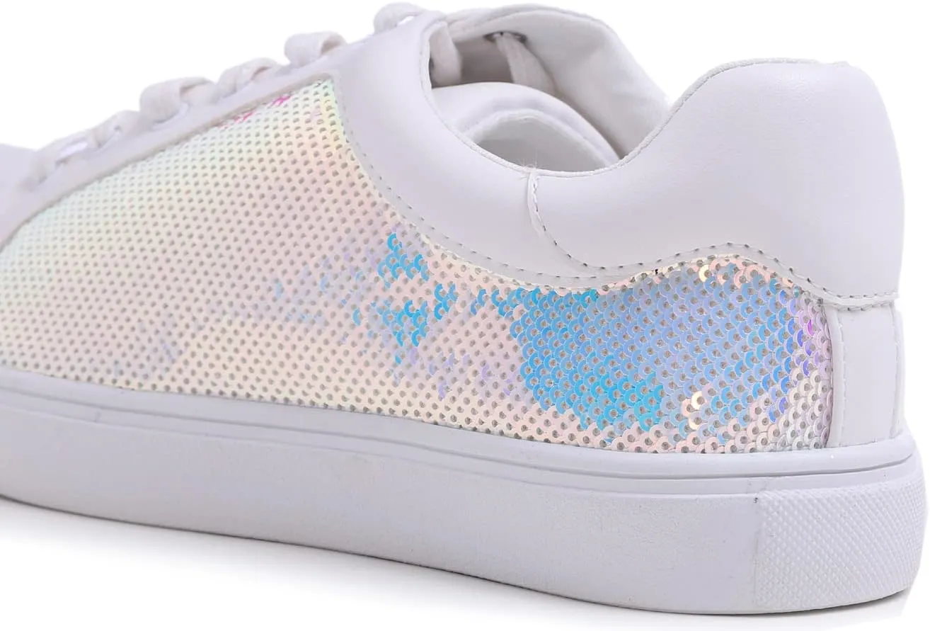 Women's Sparkly Fashion Sneaker Casual Flat Glimmer Slip On