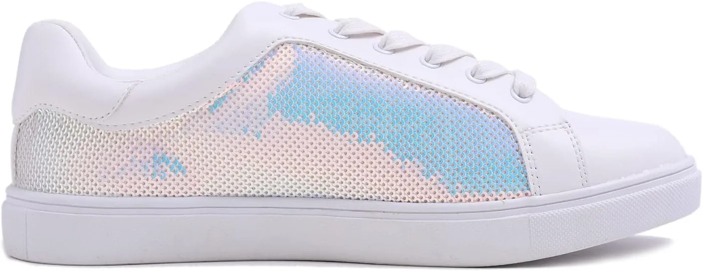 Women's Sparkly Fashion Sneaker Casual Flat Glimmer Slip On