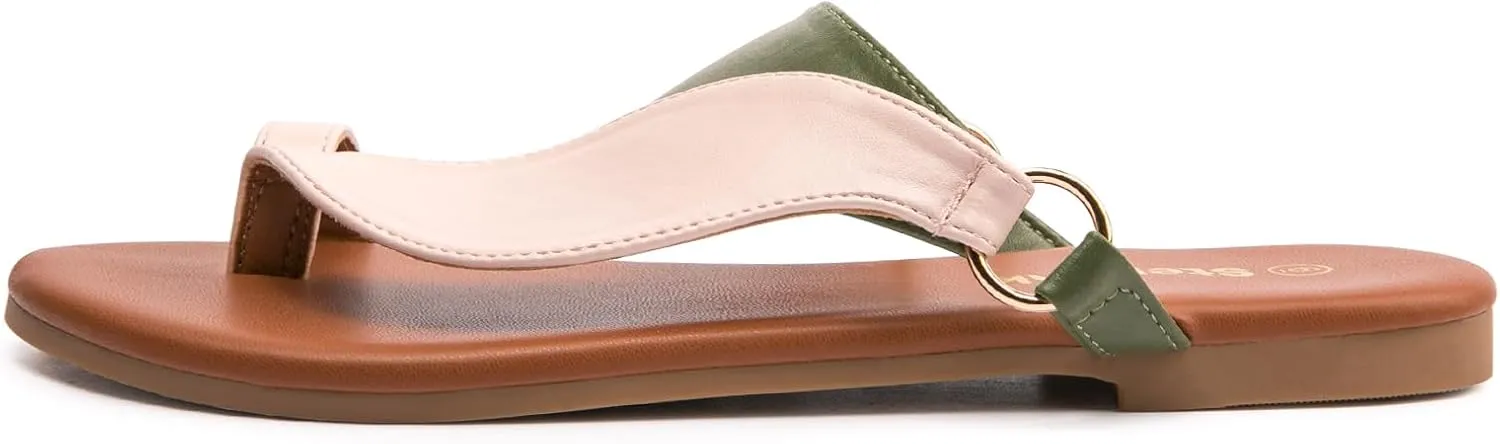 Women's Toe Loop Slide Sandals - Comfortable Slip-On Summer Flats, Lightweight and Stylish for Beach, Travel, and Daily Wear