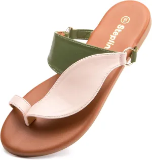 Women's Toe Loop Slide Sandals - Comfortable Slip-On Summer Flats, Lightweight and Stylish for Beach, Travel, and Daily Wear