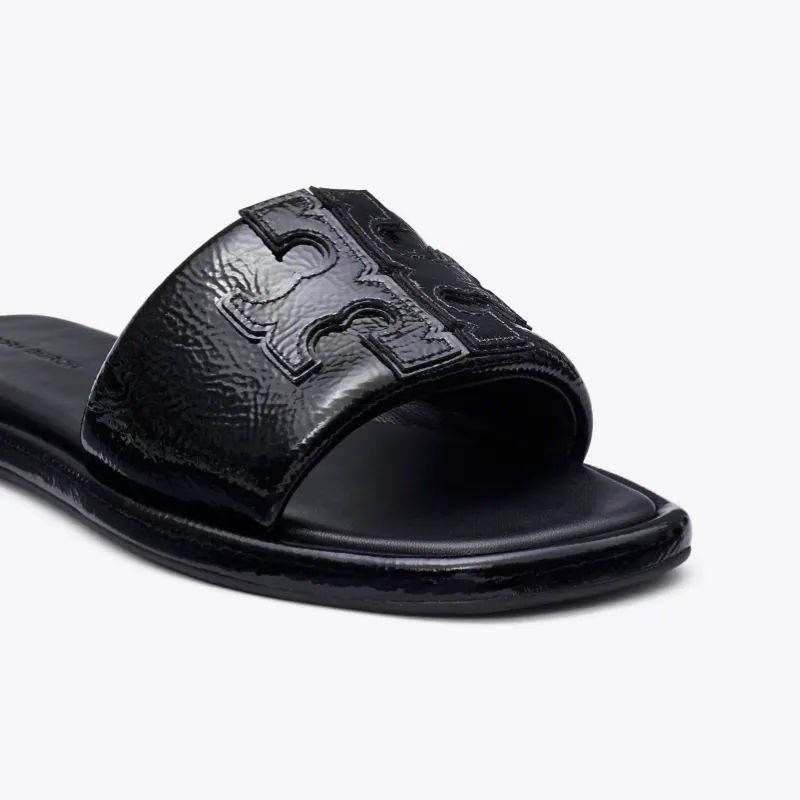 Womens | Tory Burch Double T Sport Slide Sandals Black Patent