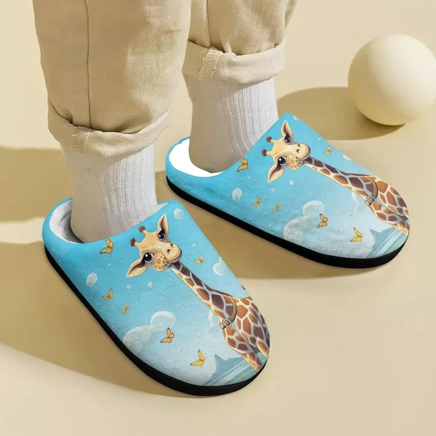 Xhuibop Kids House Slippers for Girls Indoor Fuzzy Slippers Boys Slip On Shoes