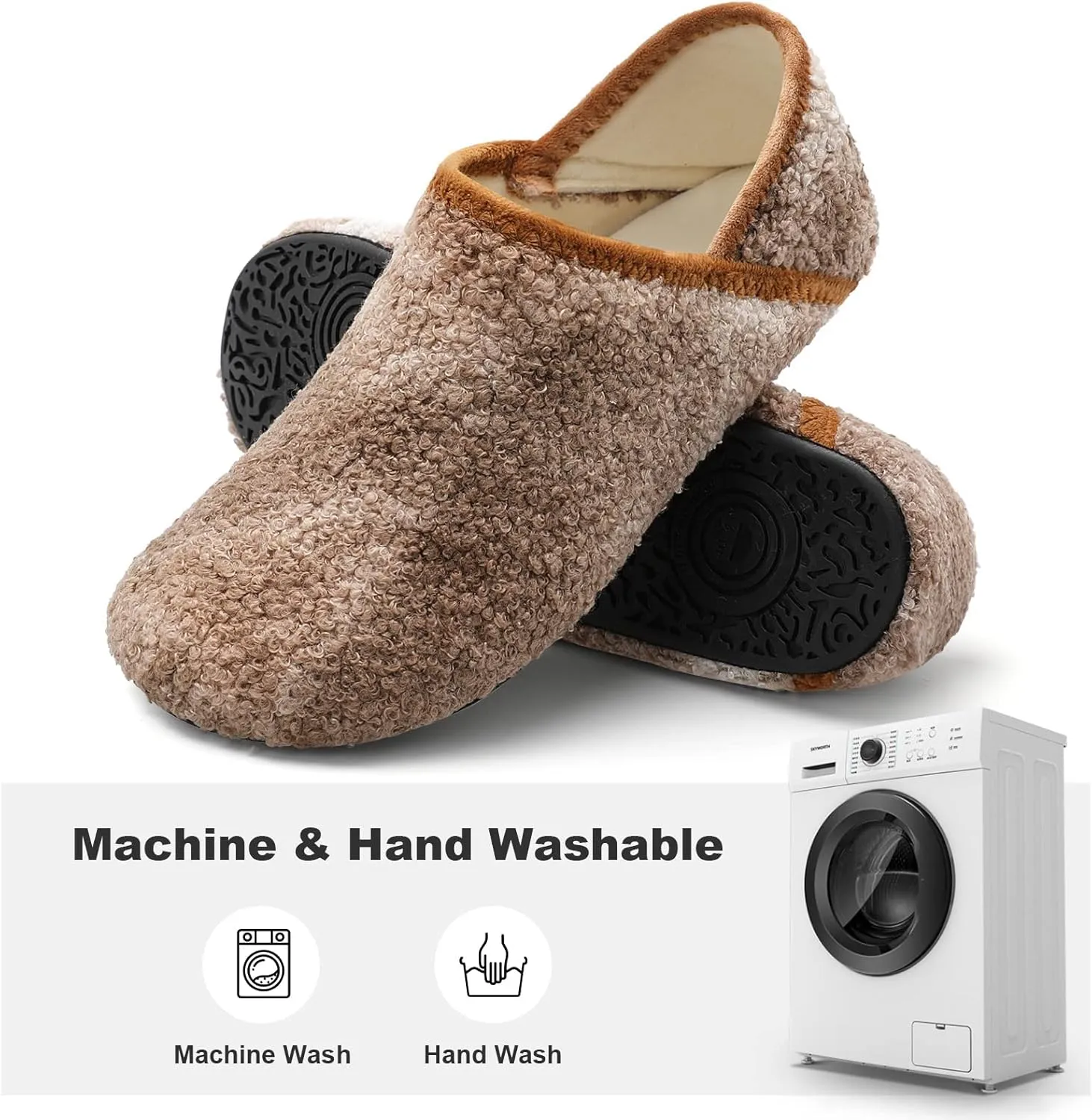 XIHALOOK House Slippers for Women Men Cozy Sock Shoes with Soft Rubber Sole Slip On for Indoor/Outdoor