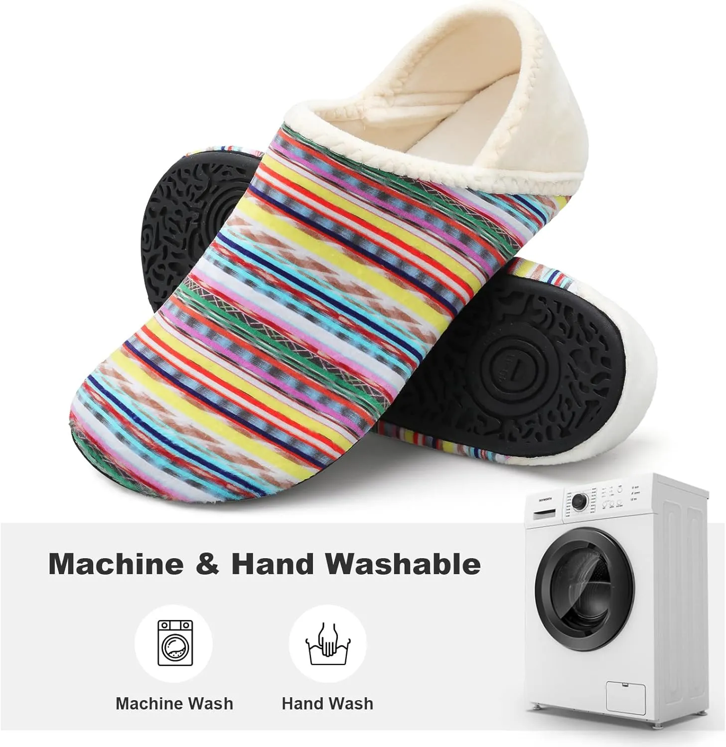 XIHALOOK House Slippers for Women Men Cozy Sock Shoes with Soft Rubber Sole Slip On for Indoor/Outdoor
